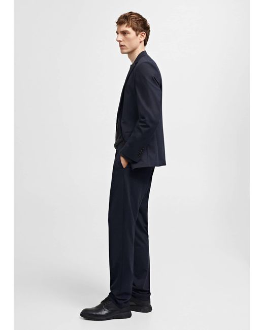 Mango Blue Slim-fit Cotton Suit Trousers Dark for men
