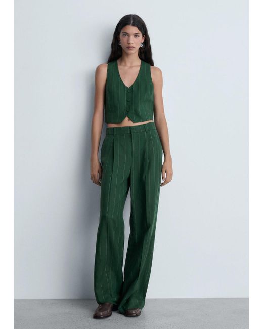 Mango Green Pinstripe Suit Trousers