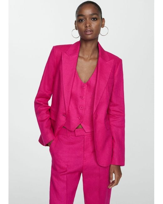 Mango Pink Linen Suit Waistcoat