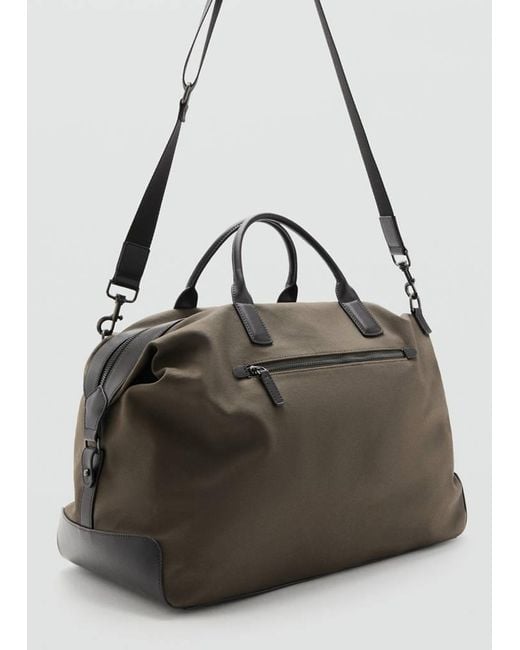 Mango Black Bowling Bag With Leather Details for men
