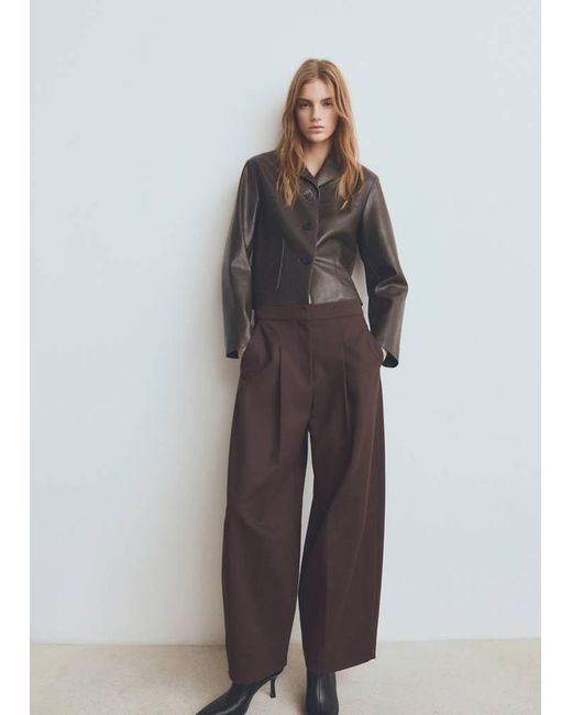 Mango Gray Faux-Leather Jacket With Pockets