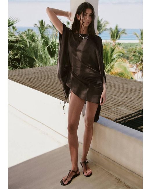 Mango Brown Side Ruched Caftan