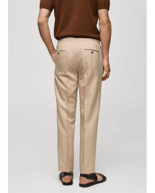 Mango Natural -linen Pleated Trousers for men