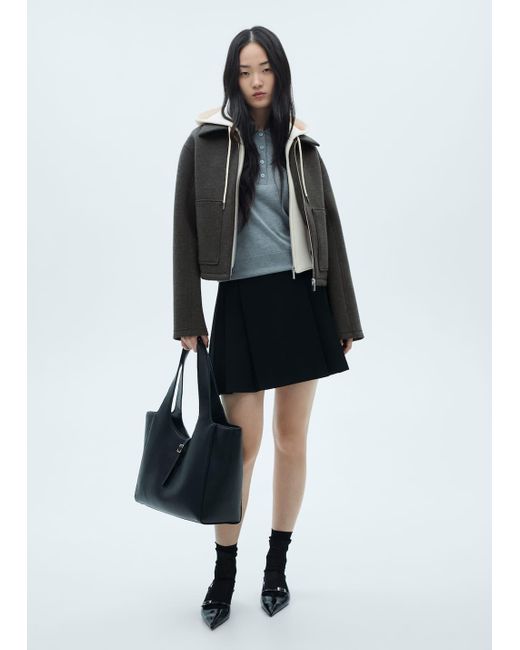 Mango Black Hooded Combination Jacket