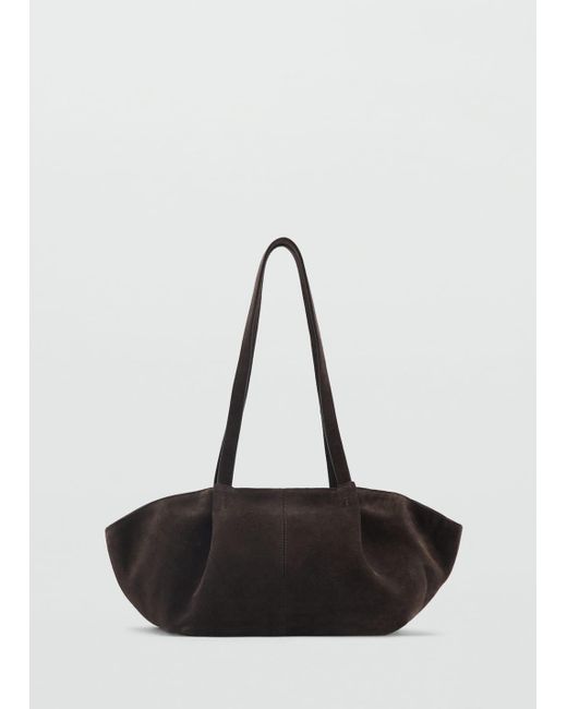 Mango White Double Handle Suede Bag