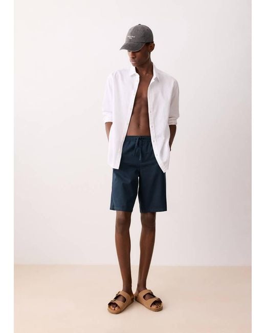 MANGO TEEN Natural Linen Cotton Bermuda Shorts for men