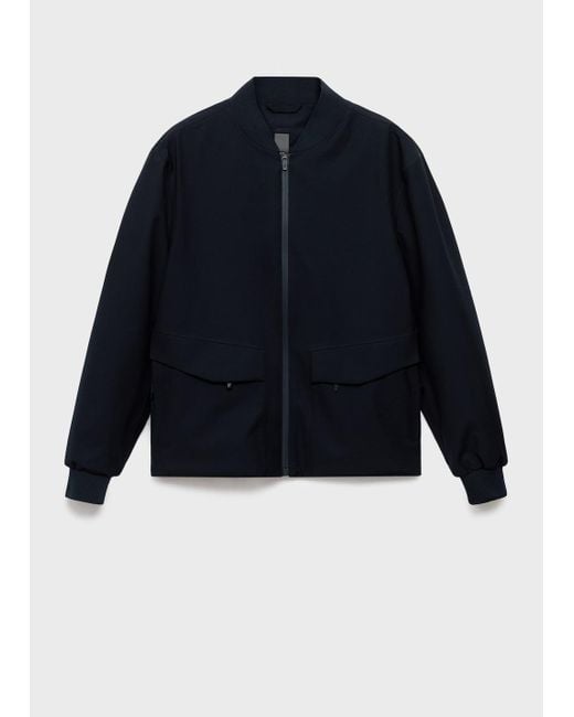 Mango Blue Bomber Waterproof Packable Jacket for men