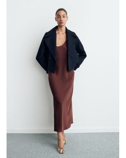 Mango Blue Jacke Aus Wollgemisch Mit Maxi-Reverskragen