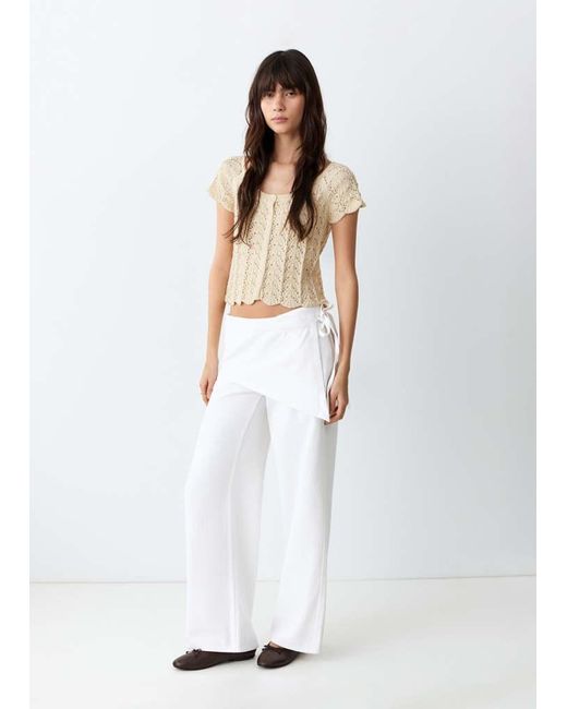 MANGO TEEN White Openwork Knit Top