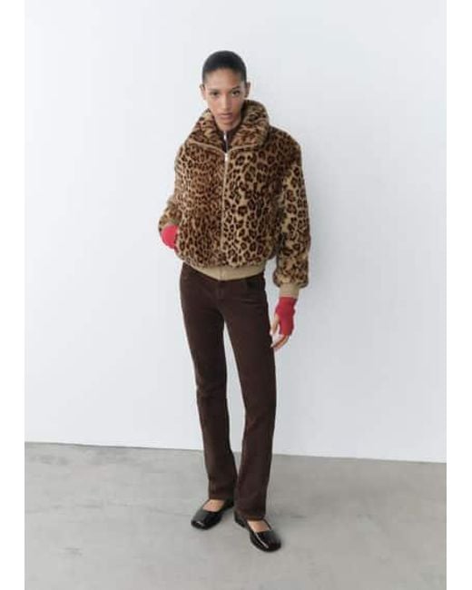 Mango Natural Fur-Effect Leopard-Print Jacket