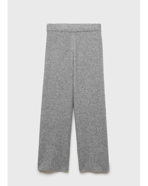 Mango White Fine Knit Straight Trousers