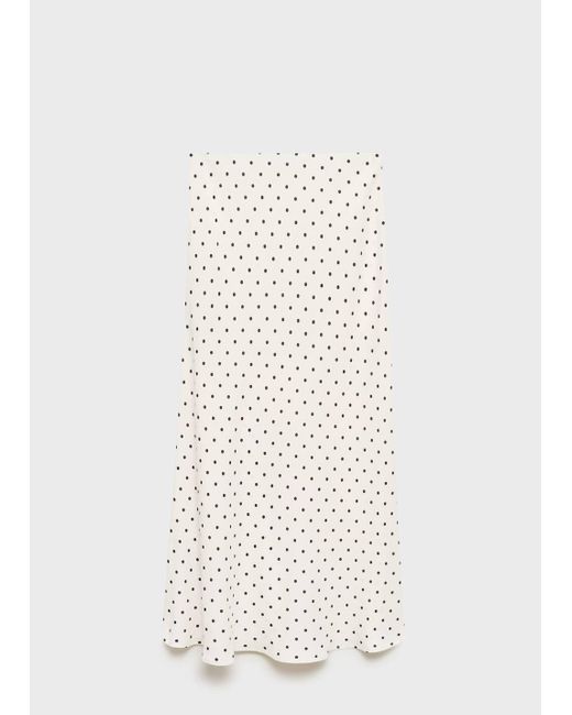 Mango White Long Polka-Dot Skirt