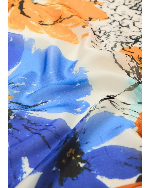 Mango Blue Halstuch Mit Blumenmuster