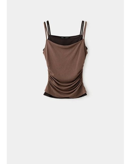 Mango Brown Double Draped Top