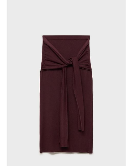 Mango Brown Knitted Skirt With Knot Detail