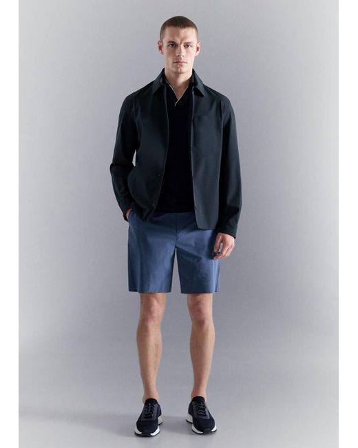 Mango Blue Water-Repellent Jacket With Pockets for men