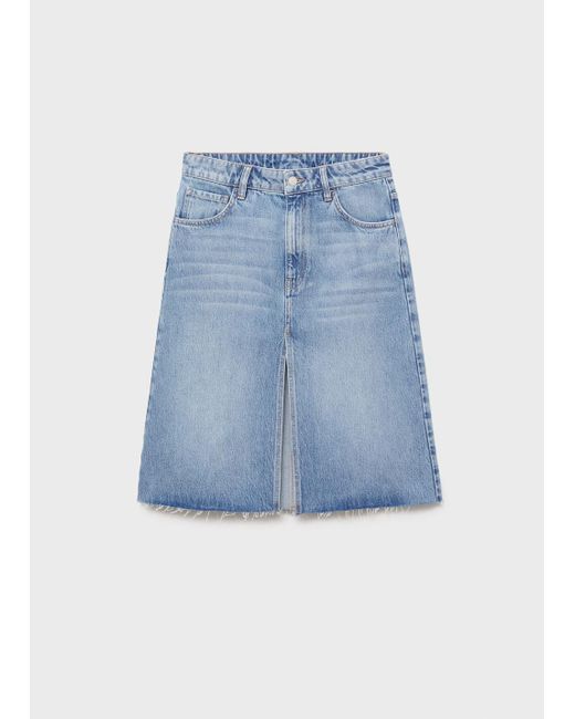 Mango Blue Midi Denim Skirt