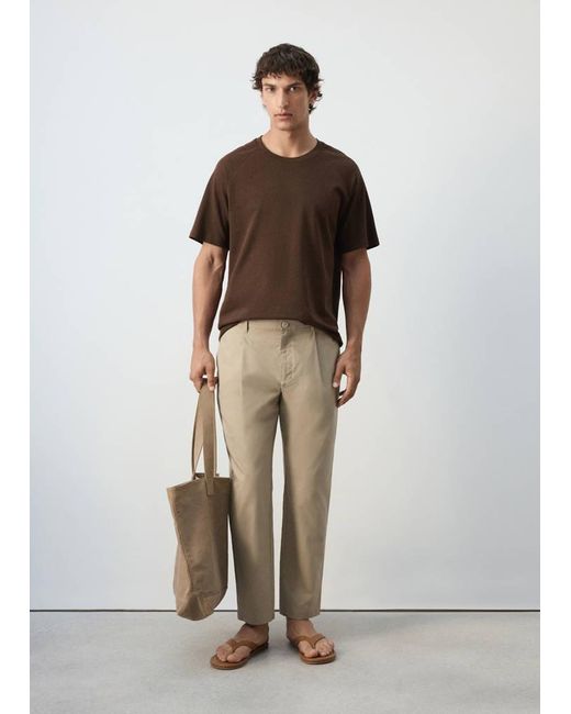 Mango Natural Regular Fit Trousers for men