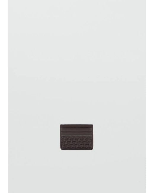 Mango White Braided Cardholder for men