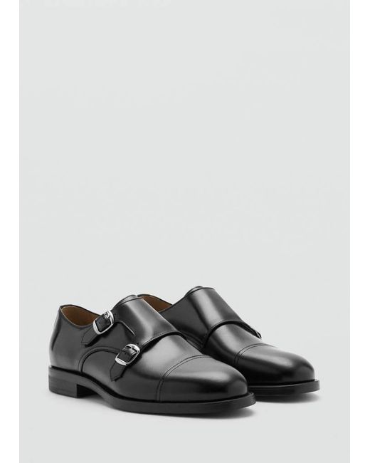 Mango Gray Double Buckle Leather Shoe for men
