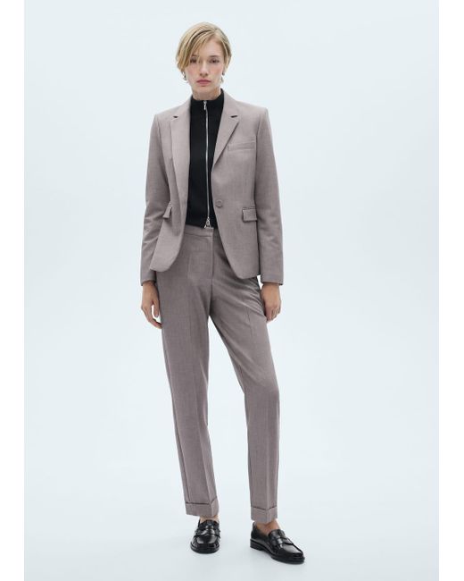 Mango Gray Straight Suit Trousers