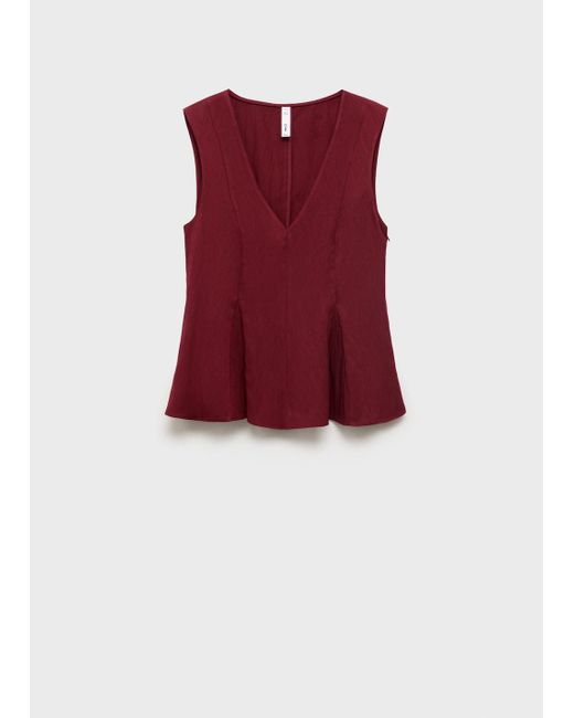 Mango Red Lyocell Peplum Top