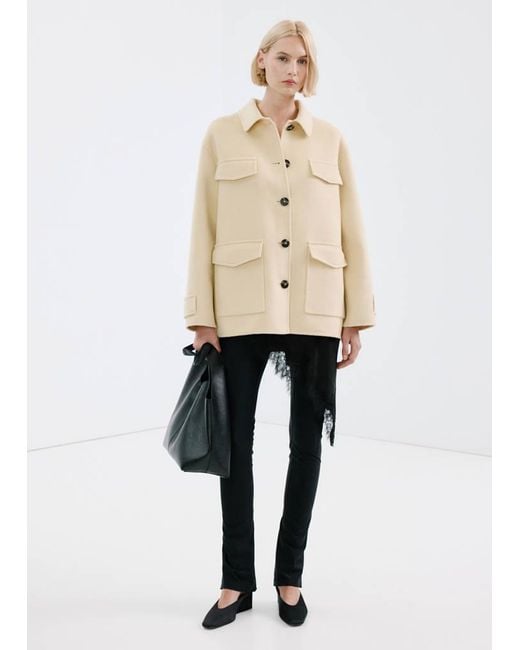 Mango Natural Wool Jacket With Pockets
