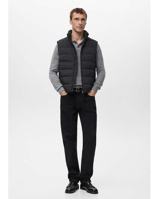 Mango Black Quilted Waistcoat With Down And Feather Filling for men