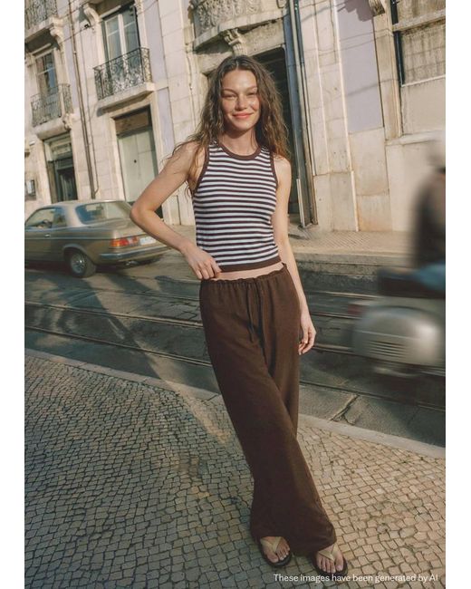 MANGO TEEN Brown Striped Knit Top