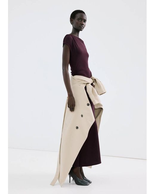 Mango White Ruched Long Dress