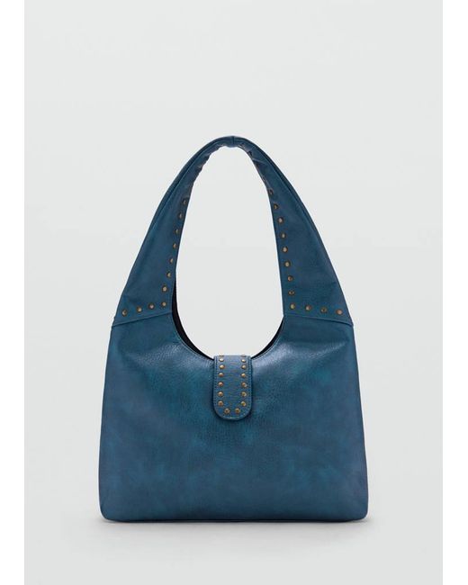 MANGO TEEN Blue Studded Shoulder Bag