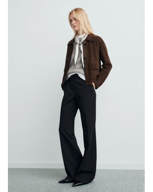 Mango Black Mid-Rise Flare Trousers