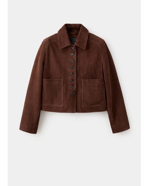 Mango Blue Suede Jacket With Buttons