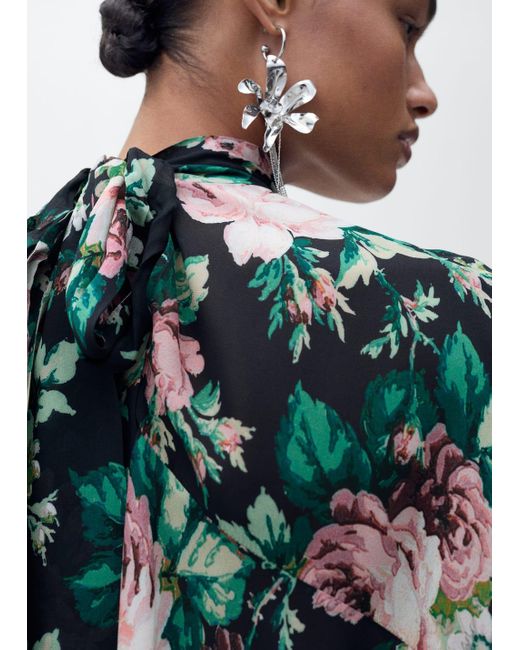Mango Metallic Long Flower Earrings