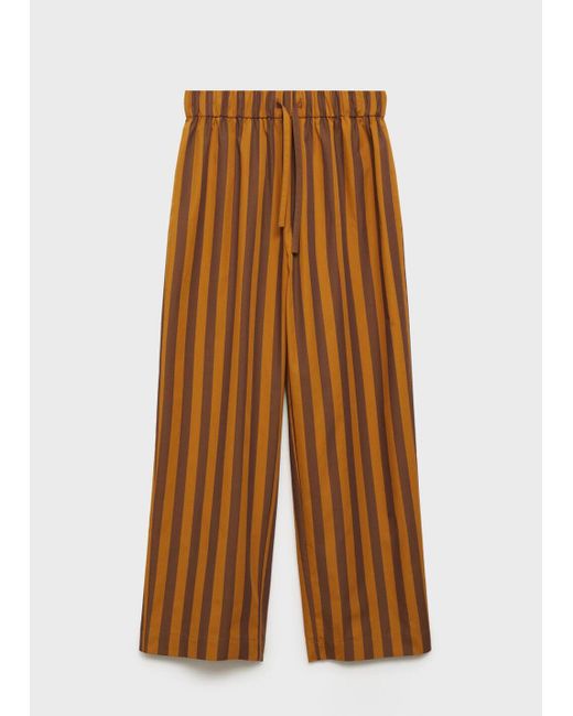 Mango Brown Woven Two-Tone Striped Trousers