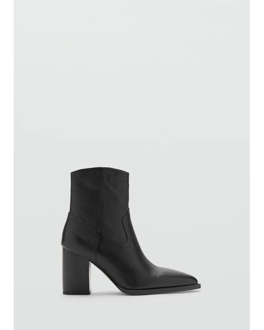 Mango White Leather Pointed Ankle Boots