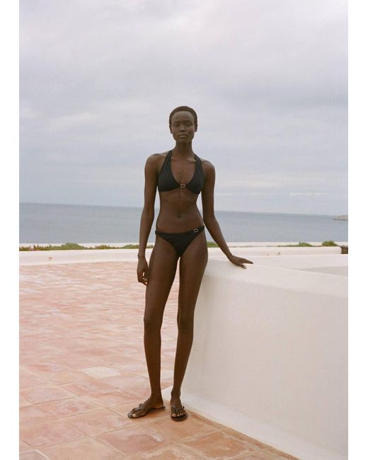 Mango Black Bikini Bottoms With Buckle Detail