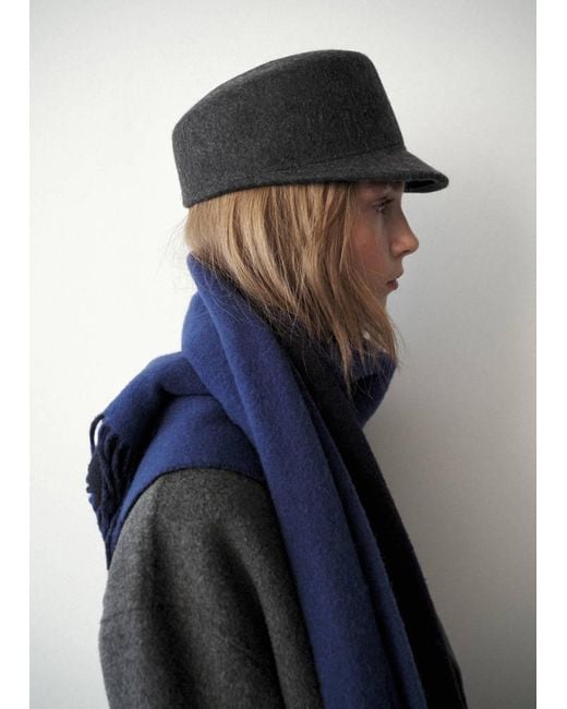Mango Blue 100% Wool Hat With Brim