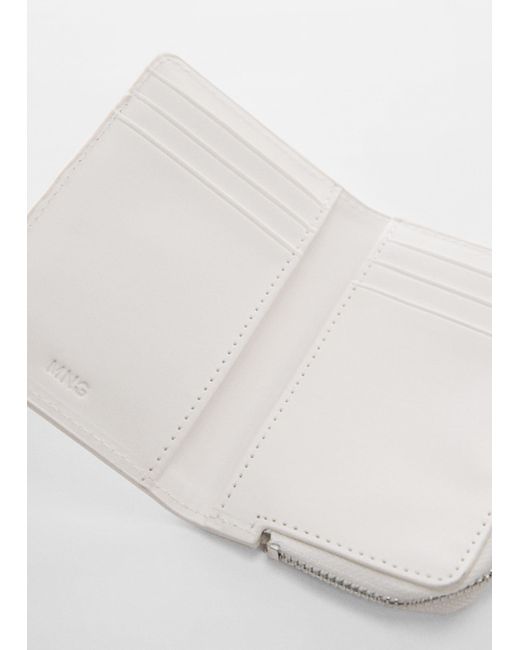Mango White Wallet With Flap And Logo