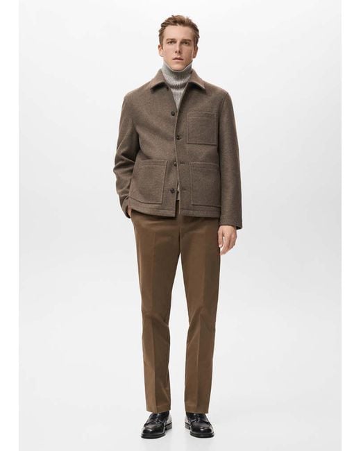Mango Brown Pocketed Jacket for men