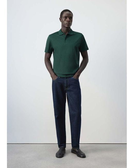 Mango Green 100% Cotton Fine-Knit Polo Shirt for men