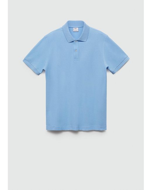 Mango Blue 100% Cotton Pique Polo Shirt China for men