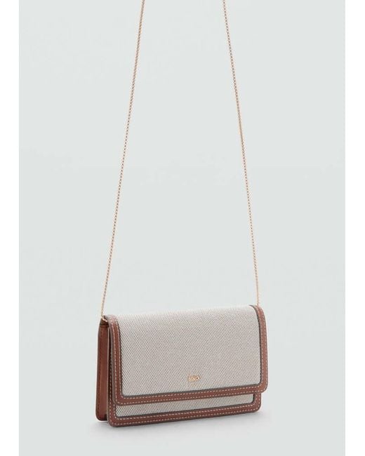 Mango White Canvas Wallet With Contrasting Flap