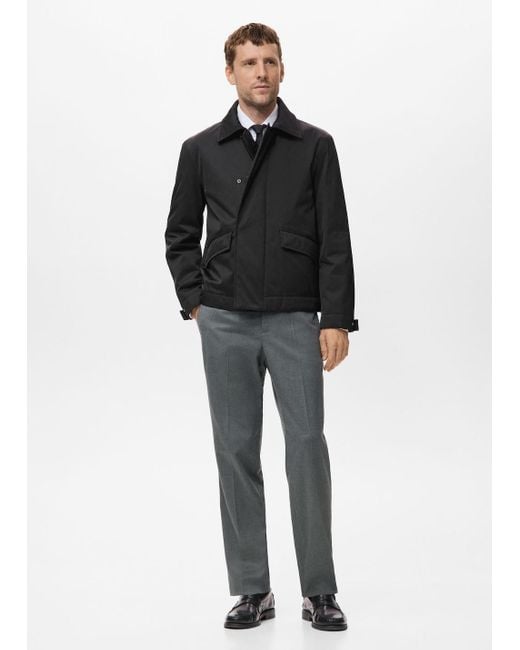 Mango Black Water-Repellent Jacket With Pockets for men