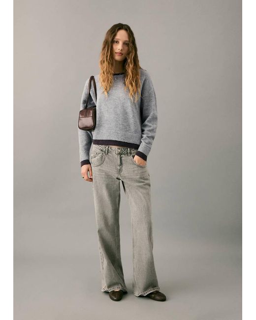 MANGO TEEN Gray Bicolour Knit Sweater