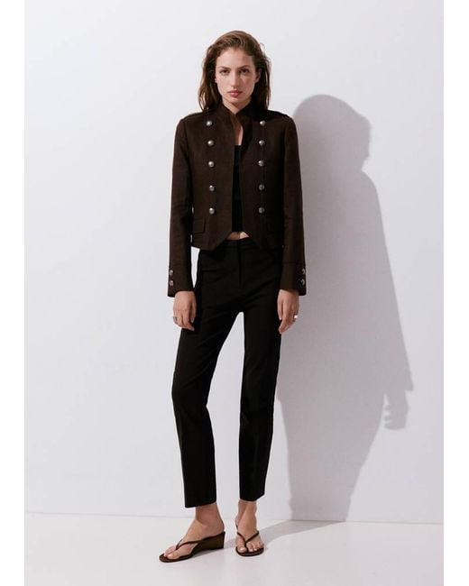 Mango Brown Straight-Cut Crop Trousers