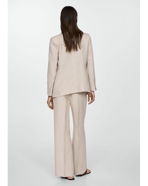 Mango White Striped Suit Trousers