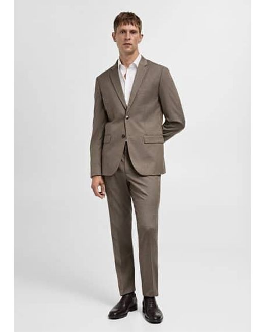 Mango Slim Fit Herringbone Suit Jacket in Natural for Men Lyst UK