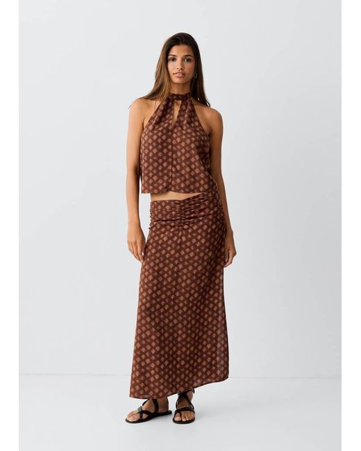 MANGO TEEN Brown Printed Halter Top