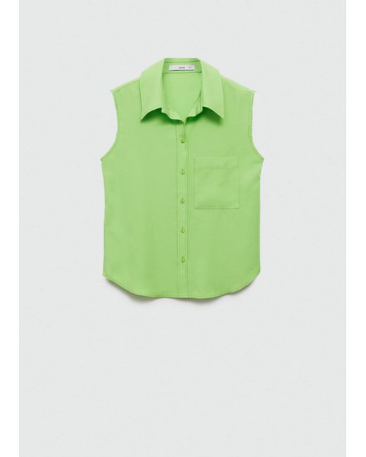 Mango Green Lyocell Sleeveless Shirt